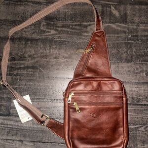 Venice Italy Brown Leather Sling Bag